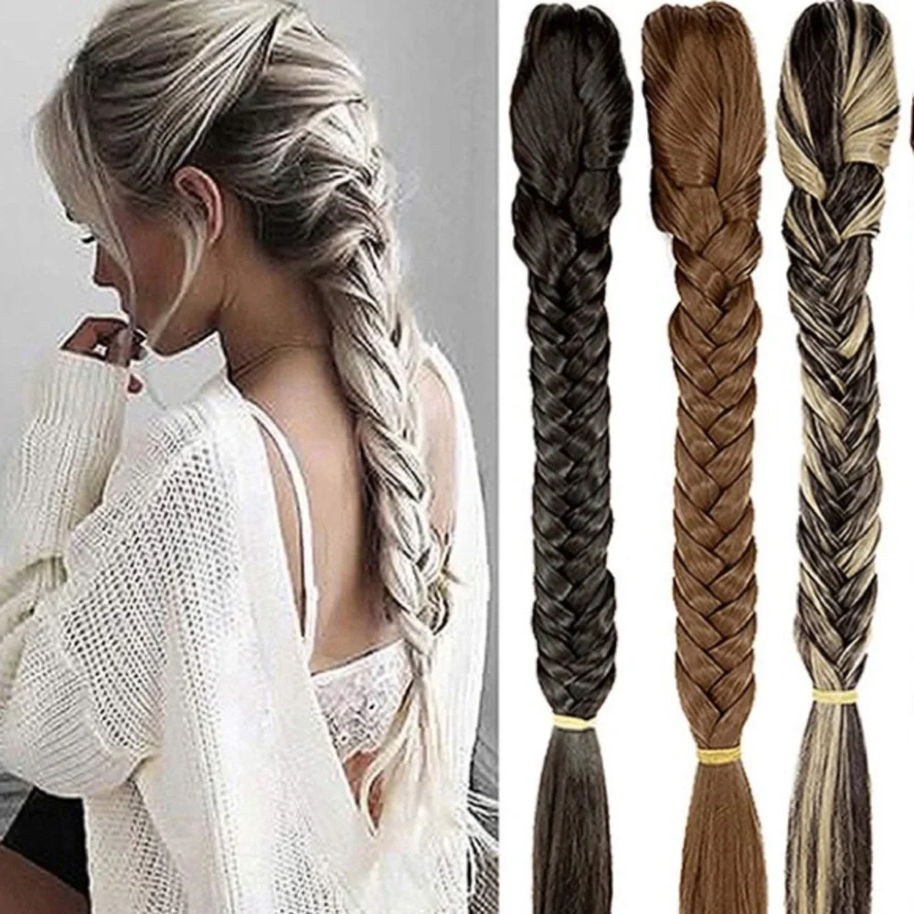 - 20” DARK BROWN JAW CLIP FISHTAIL PONYTAIL *New*